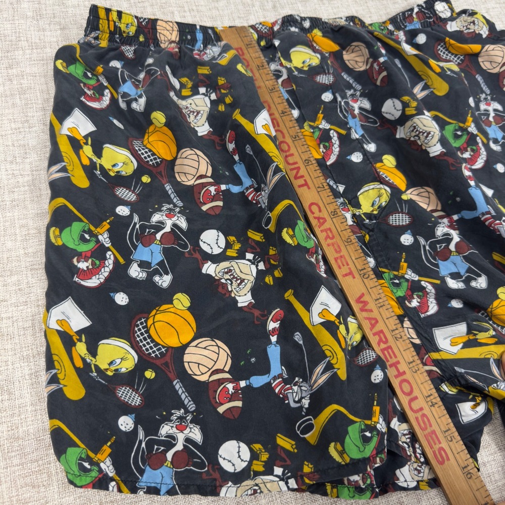 VTG 90s Looney Tunes Silk Boxer Shorts Bugs Bunny Taz AOP Cartoon XL - Picture 6 of 7
